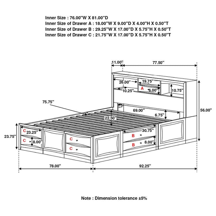 Phoenix 10-drawer Bed Deep Cappuccino