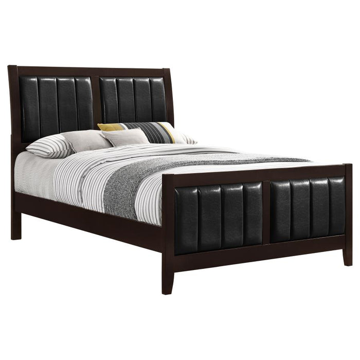 Carlton Upholstered Bed Cappuccino and Black