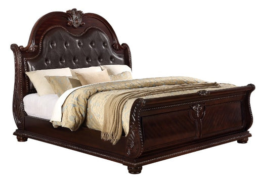 Stanley Cherry Brown Queen Upholstered Sleigh Bed