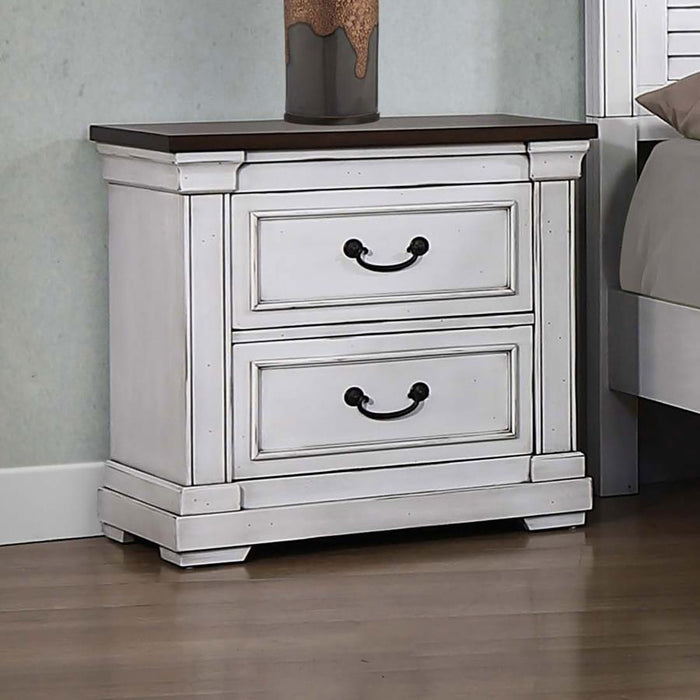 Hillcrest 2-drawer Nightstand Dark Rum and White