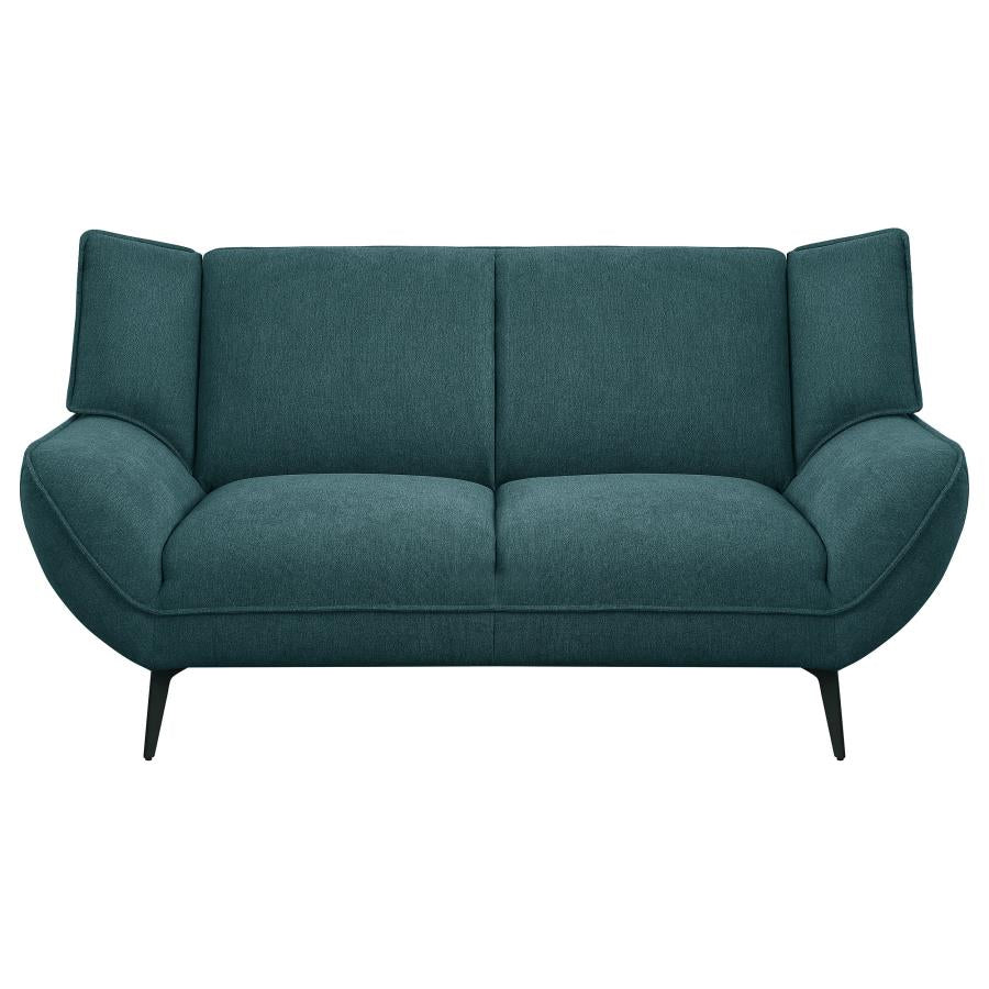 Acton Upholstered Flared Arm Loveseat Teal Blue