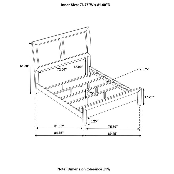 Briana Upholstered Panel Bed Black