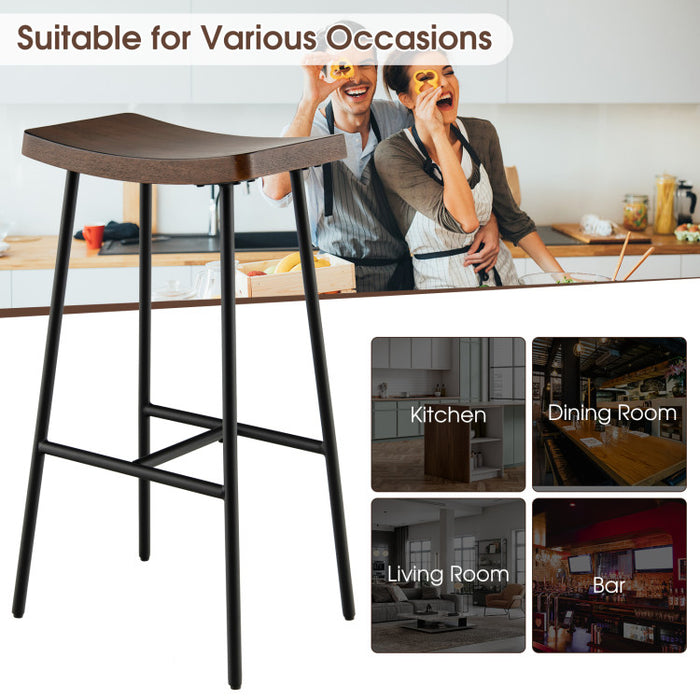 Industrial Saddle Bar Stool with Metal Legs