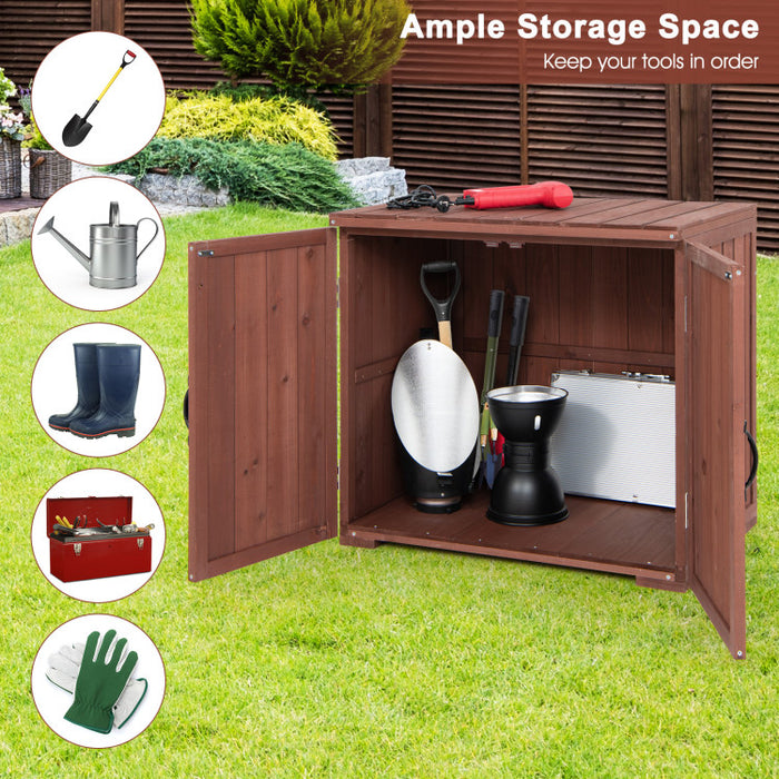 Outdoor Wooden Storage Cabinet with Double Doors