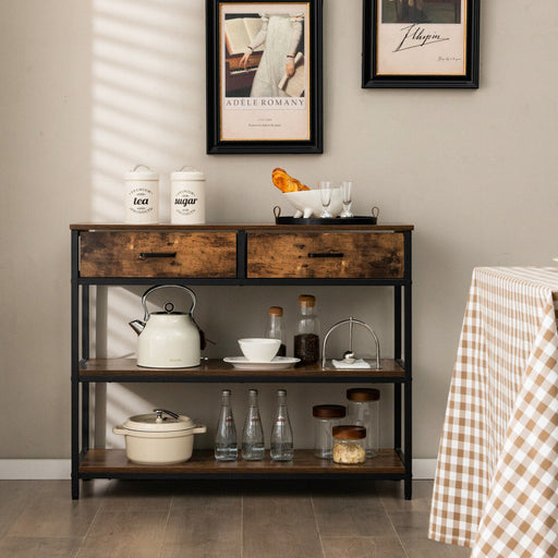 Console Table with Folding Fabric Drawers for Entryway