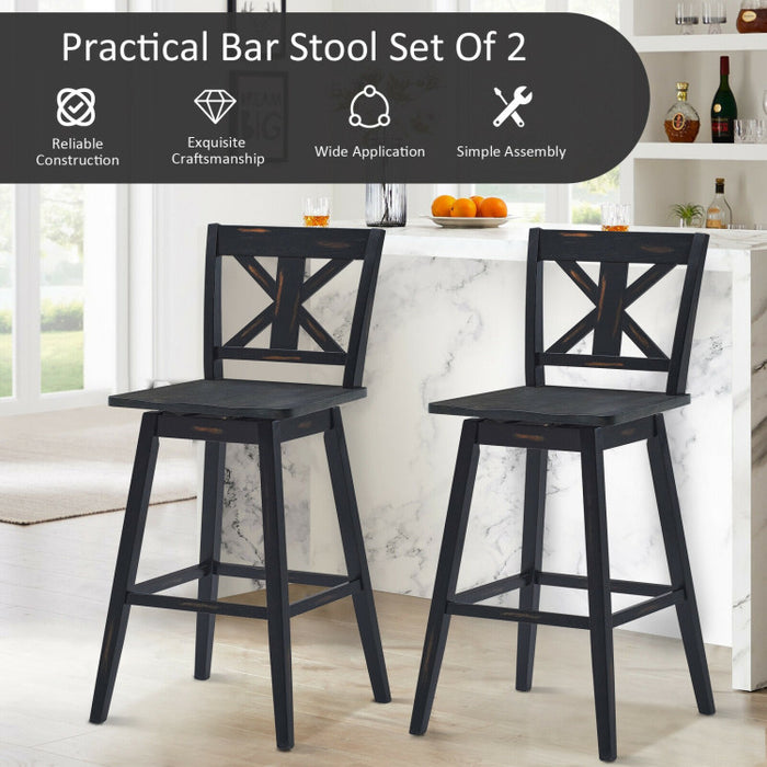 Set of 2 29 Inch 360-Degree Swivel Bar Stools for Home Restaurant