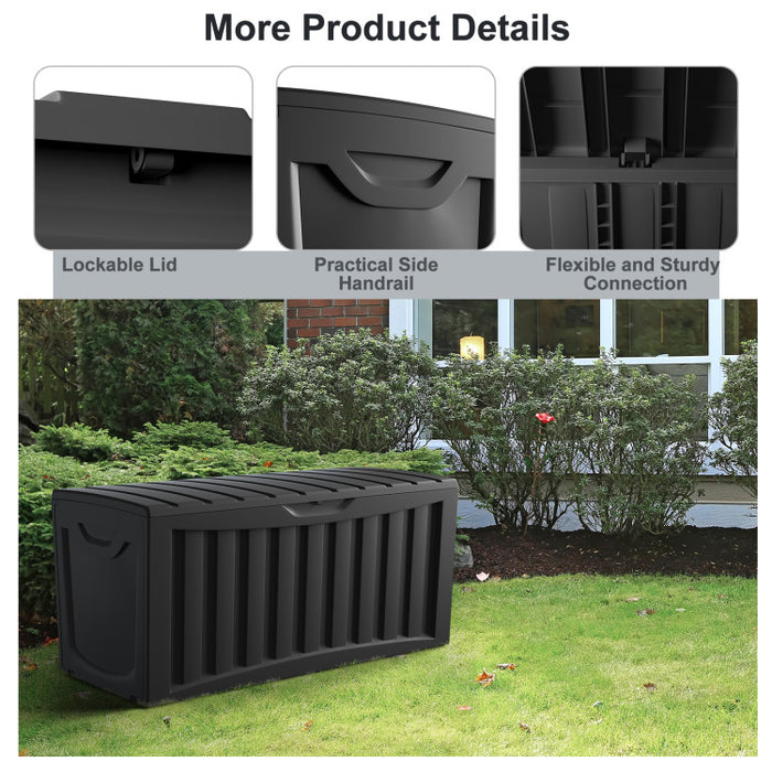 90 Gallon Outdoor Deck Storage Box with Built-In Wheel