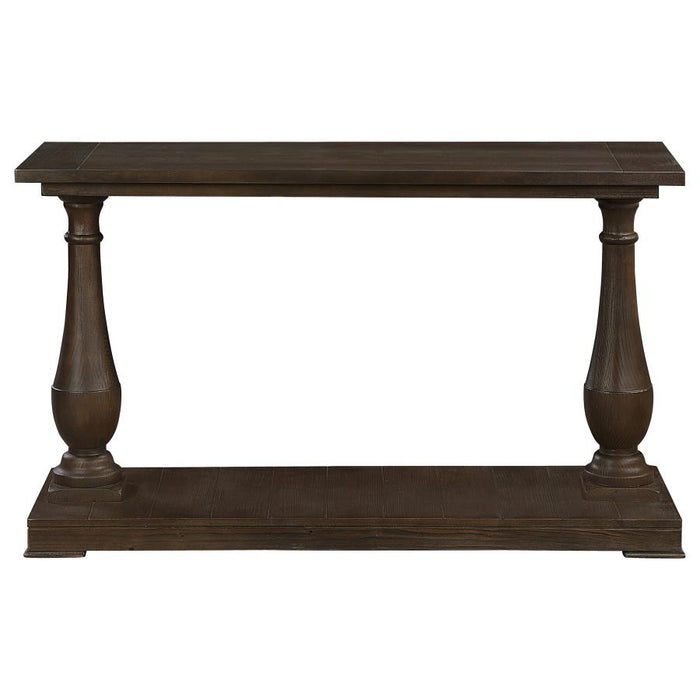 Walden Rectangular Sofa Table With Turned Legs And Floor Shelf Coffee