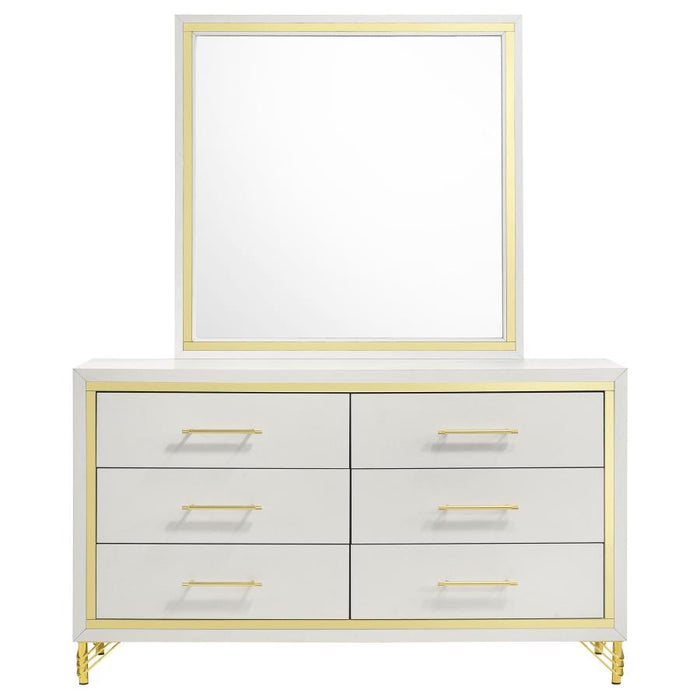 Lucia 6-Drawer Bedroom Dresser With Mirror White