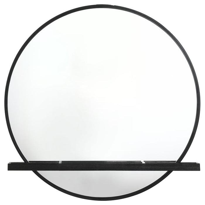 Arini Round Dresser Mirror With Shelf Black