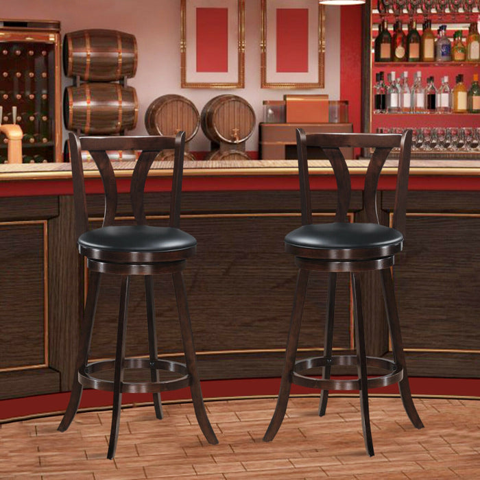 24/29.5 Inch Set of 2 Swivel Bar Stools Bar Height Chairs with Rubber Wood Legs