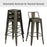 30 Inch Set of 4 Vintage Metal Bar Stool with Removable Middle Back