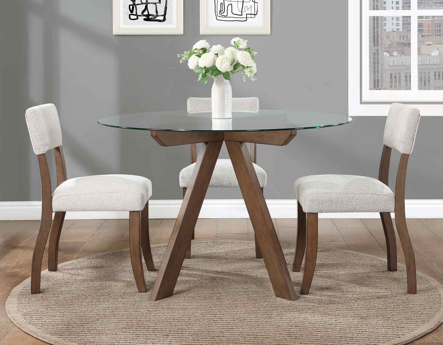 Wade 48-inch Glass Top 5-Piece Dining Set