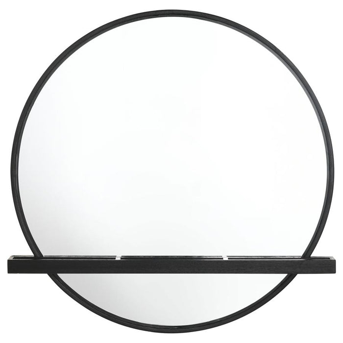 Arini Round Vanity Wall Mirror With Shelf Black