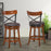 Set of 2 Bar Stools 360-Degree Swivel Dining Bar Chairs with Rubber Wood Legs