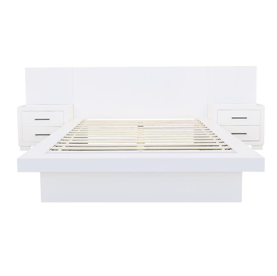 Jessica Platform Bed with Rail Seating White