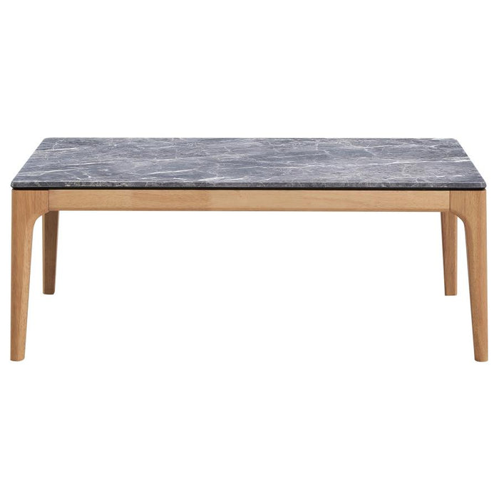 Polaris Rectangular Coffee Table with Marble-like Top Teramo and Light Oak