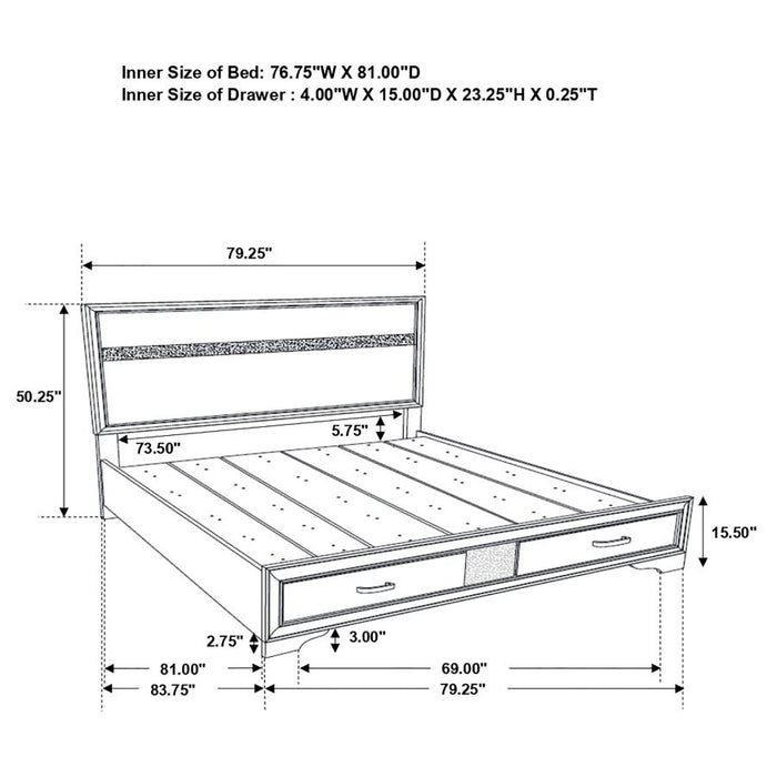 Miranda 2-drawer Storage Bed Black