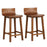 Wood Bar Stools Set of 2 with Solid Back and Seat