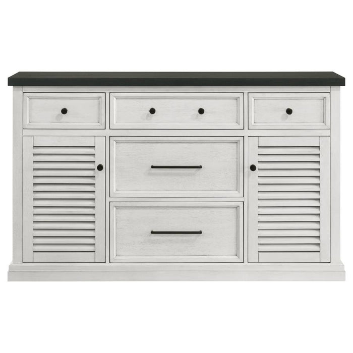 Aventine 5-drawer Dining Sideboard Buffet Cabinet with Cabinet Charcoal and Vintage Chalk