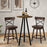 Set of 2 Wooden Swivel Bar Stools with Open X Back and Footrest