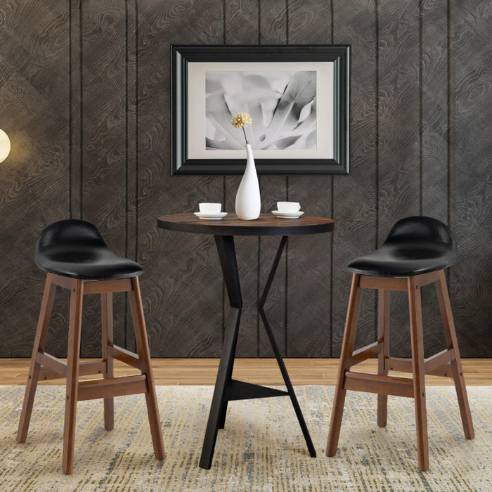 27.5 Inch Set of 2 Upholstered PU Leather Barstools with Back Cushion