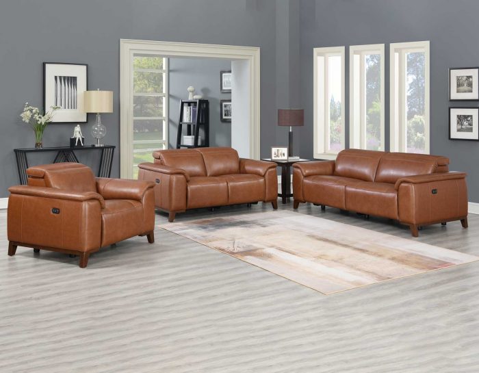 Bergamo Dual-Power Leather Reclining Loveseat