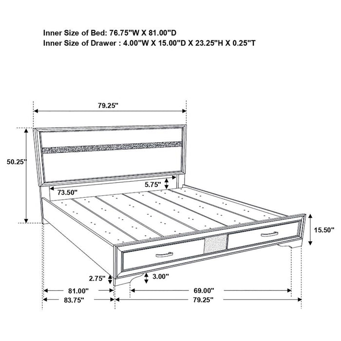 Miranda 2-drawer Storage Bed White