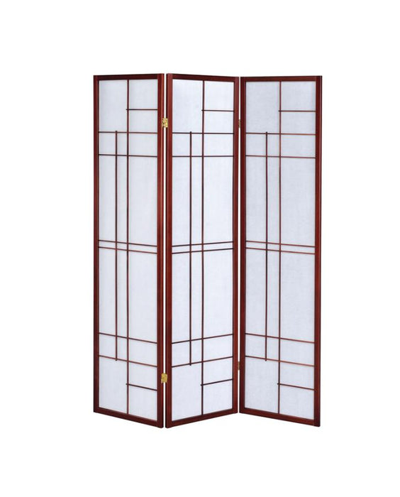 Katerina 3-Panel Folding Floor Screen White And Cherry