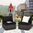 2 Pieces Patio Rattan Armless Sofa Set with 2 Cushions and 2 Pillows