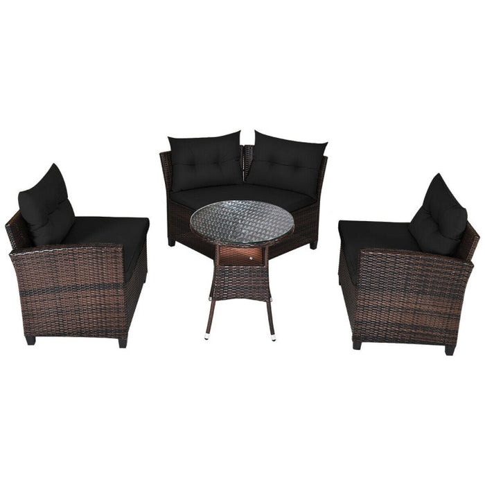 4 Pieces Outdoor Cushioned Rattan Furniture Set