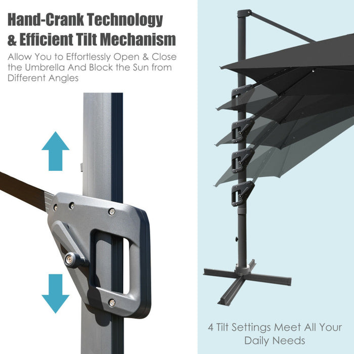 10 x 13 Feet Rectangular Cantilever Umbrella with 360° Rotation Function