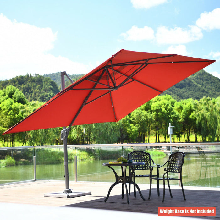 10 x 13 Feet Rectangular Cantilever Umbrella with 360° Rotation Function