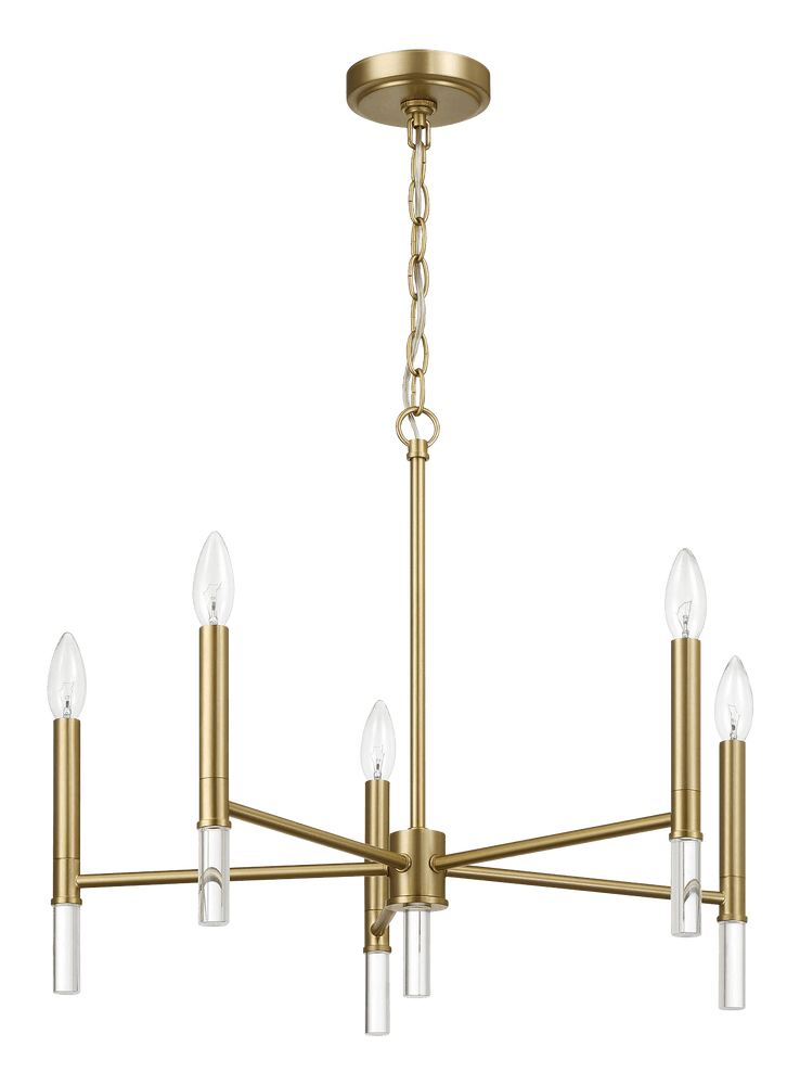 Courtyard Five Light Golden Brass Candle Light Chandelier 24"W × 17.75"H - West Lamp