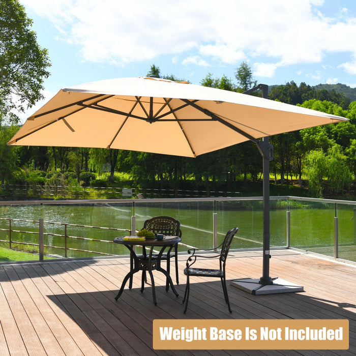 10 x 13 Feet Rectangular Cantilever Umbrella with 360° Rotation Function