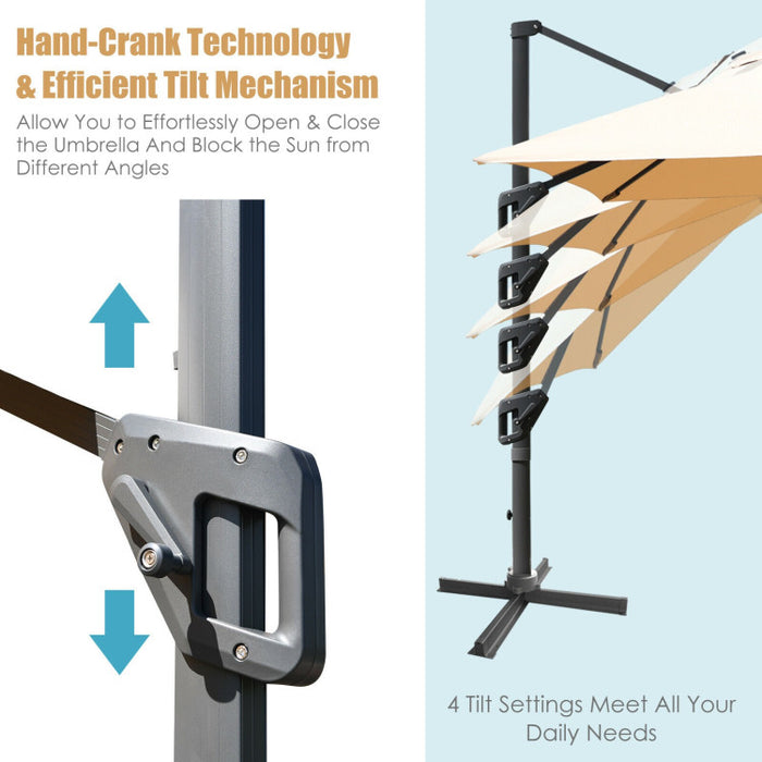 10 x 13 Feet Rectangular Cantilever Umbrella with 360° Rotation Function