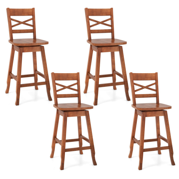 Swivel 24-Inch Counter Height Stool Set of 2 with Inclined Backrest