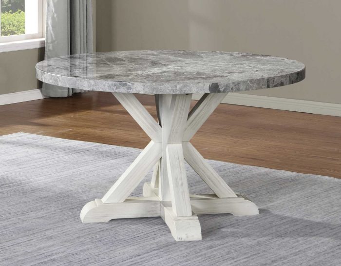 Canova 52-inch Round Gray Marble Top Dining Table