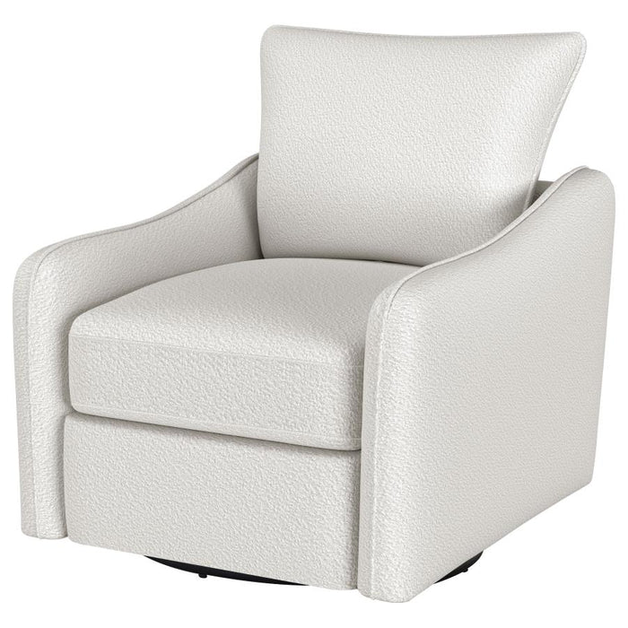 Madia Upholstered Slope Arm Swivel Club Chair Vanilla