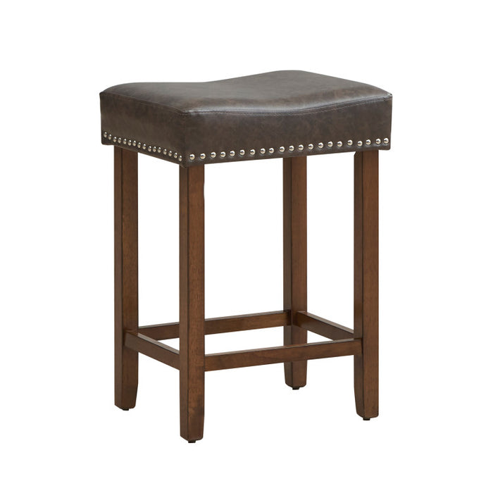 24 Inch Upholstered PU Leather Bar Stools Set of 2