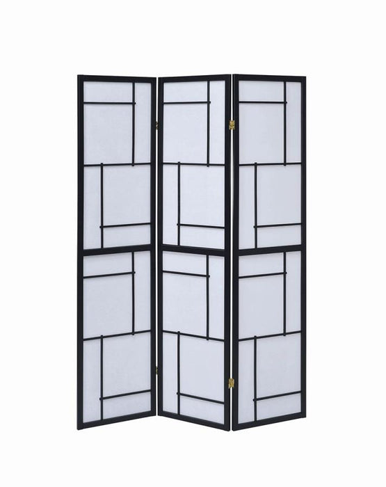 Katerina 3-Panel Folding Floor Screen Black And White