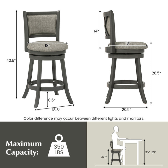 Swivel Bar Stools Set of 2 with Soft-padded Back and Seat