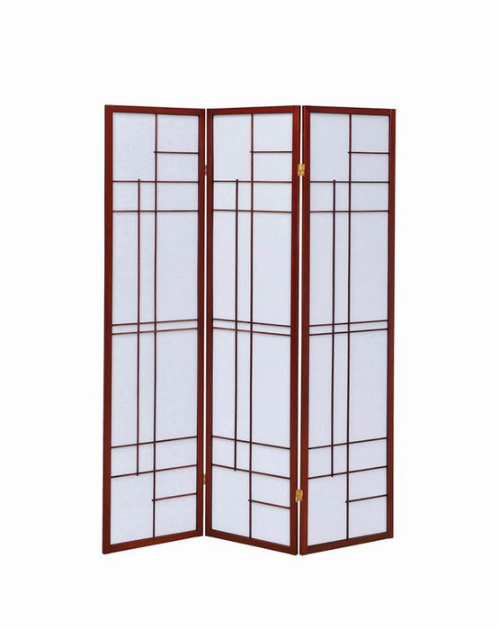 Katerina 3-Panel Folding Floor Screen White And Cherry