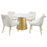 Ambrose Round Dining Table Genuine Marble with Stainless Steel White and Gold