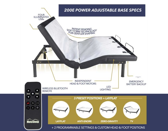 200E Series Softform Power Adjustable Bed Base w/LED Lights