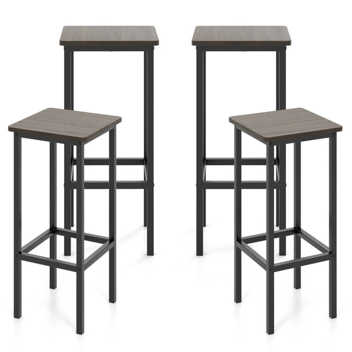 Set of 4 Bar Stool Set 26 Inch Bar Chair with Metal Legs and Footrest