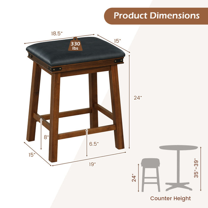 Set of 2 24/30 Inch Dining Bar Stool with Rubber Wood