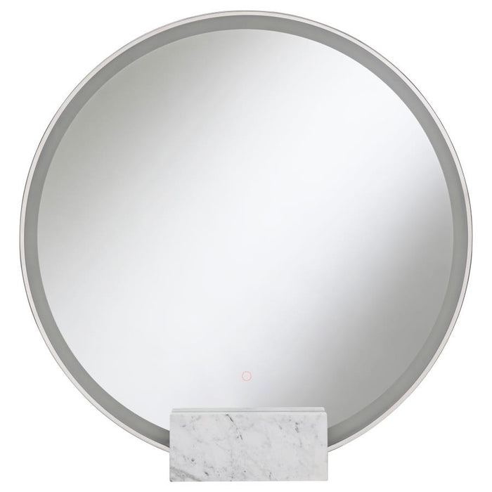 Jocelyn Round Table Top LED Vanity Mirror White Marble