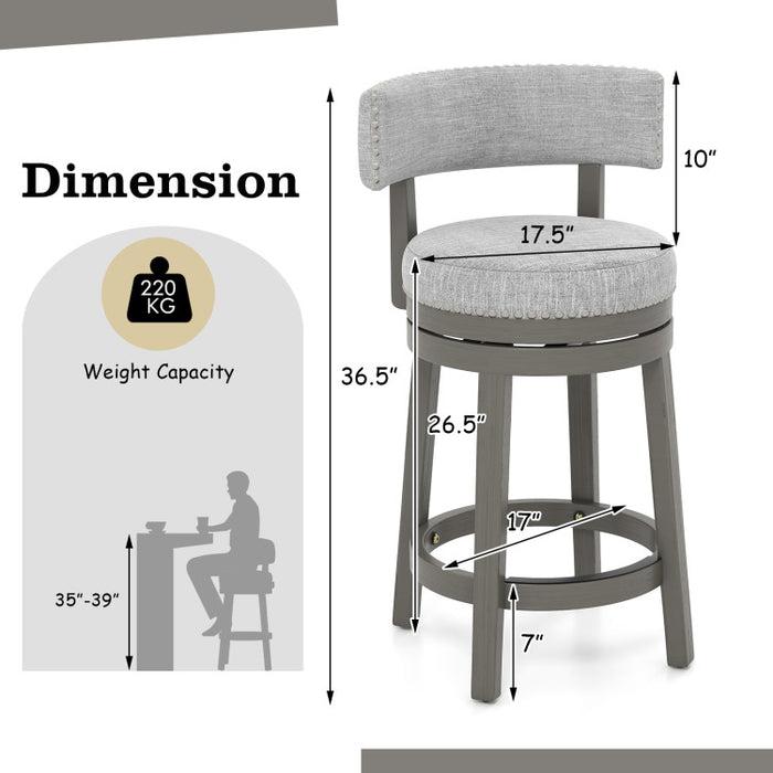 27/31 Inch Swivel Bar Stool with Upholstered Back Seat and Footrest