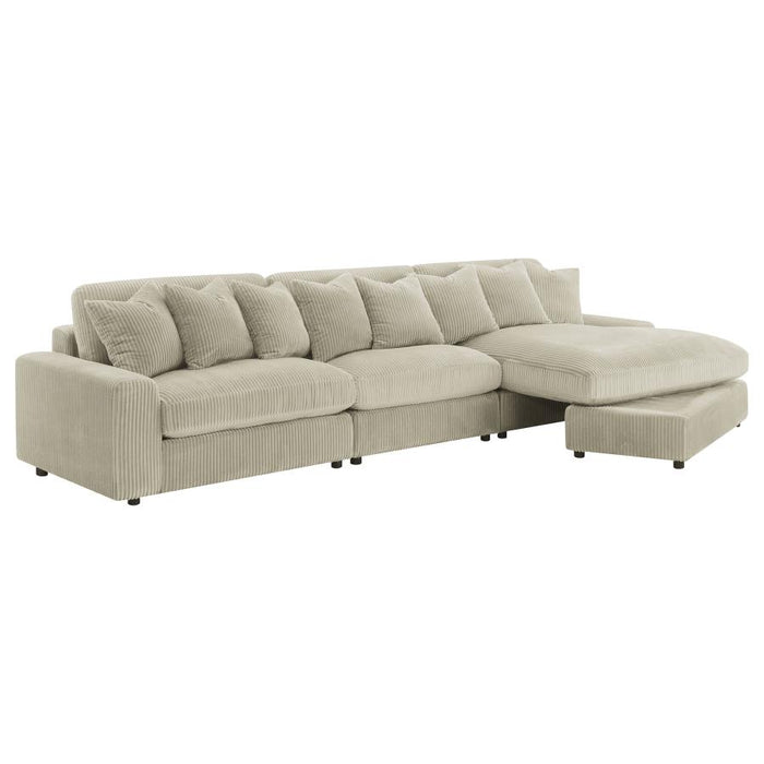 Blaine Upholstered Reversible Sectional Sofa Set With Amrless Chair Sand